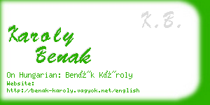 karoly benak business card